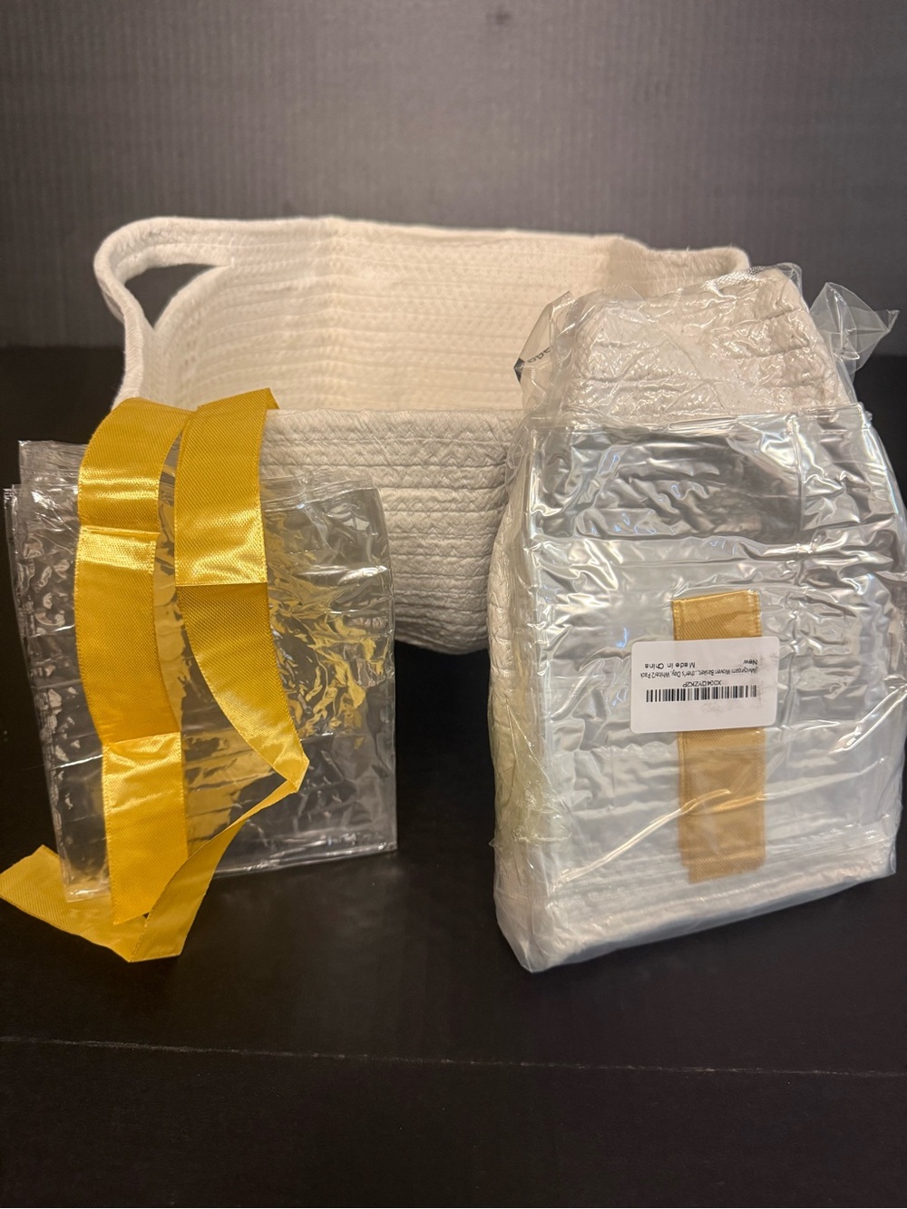 White woven gift baskets